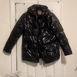 Duvetica boys shiny navy hooded down jacket size 12, very good condition